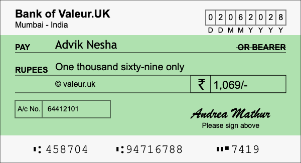 How to write a cheque for 1,069 rupees How to write a cheque for 1,069 rupees