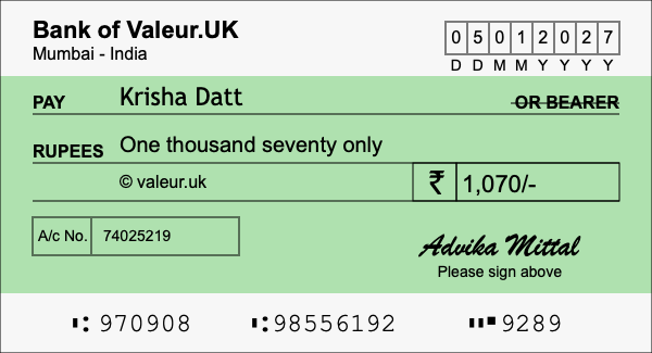 How to write a cheque for 1,070 rupees How to write a cheque for 1,070 rupees