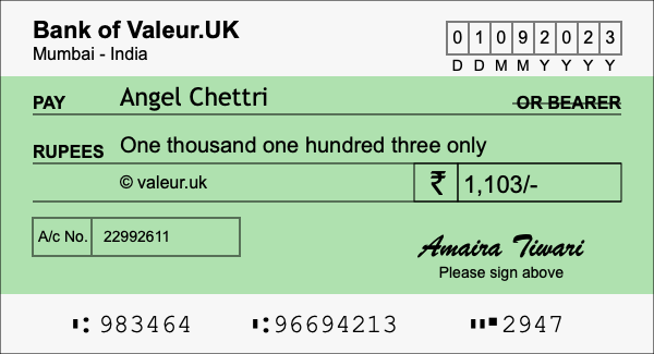 How to write a cheque for 1,103 rupees How to write a cheque for 1,103 rupees