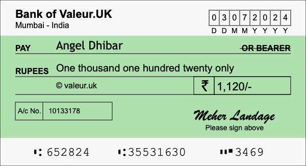 How to write a cheque for 1,120 rupees How to write a cheque for 1,120 rupees