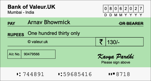 How to write a cheque for 130 rupees How to write a cheque for 130 rupees