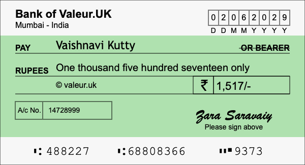 How to write a cheque for 1,517 rupees How to write a cheque for 1,517 rupees