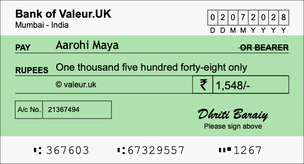 How to write a cheque for 1,548 rupees How to write a cheque for 1,548 rupees