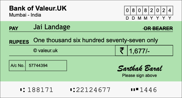 How to write a cheque for 1,677 rupees How to write a cheque for 1,677 rupees