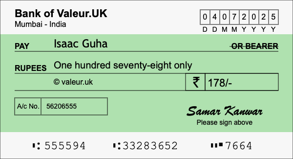 How to write a cheque for 178 rupees How to write a cheque for 178 rupees