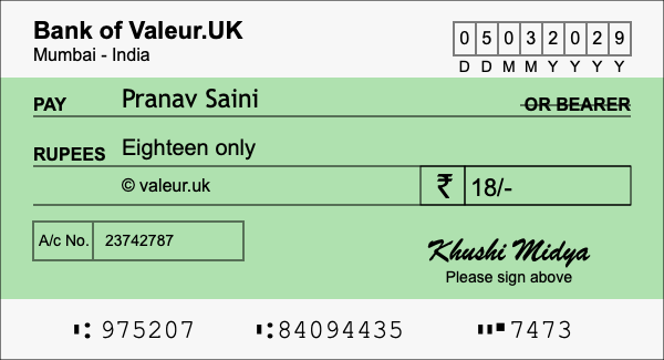 How to write a cheque for 18 rupees How to write a cheque for 18 rupees