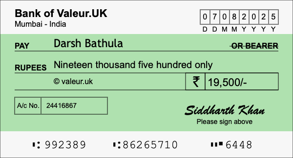 How to write a cheque for 19,500 rupees How to write a cheque for 19,500 rupees