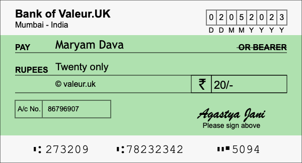 How to write a cheque for 20 rupees How to write a cheque for 20 rupees