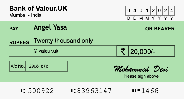 How to write a cheque for 20,000 rupees How to write a cheque for 20,000 rupees