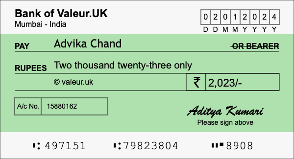 How to write a cheque for 2,023 rupees How to write a cheque for 2,023 rupees