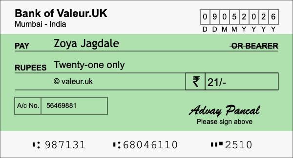 How to write a cheque for 21 rupees How to write a cheque for 21 rupees