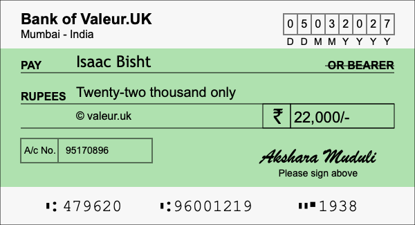 How to write a cheque for 22,000 rupees How to write a cheque for 22,000 rupees