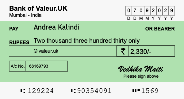 How to write a cheque for 2,330 rupees How to write a cheque for 2,330 rupees
