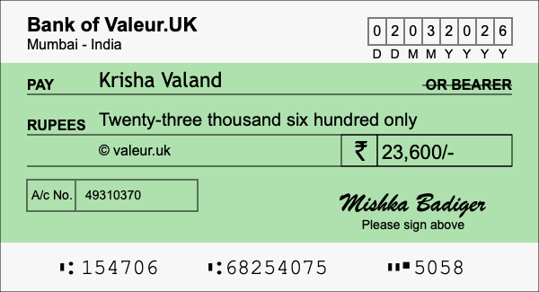 How to write a cheque for 23,600 rupees How to write a cheque for 23,600 rupees