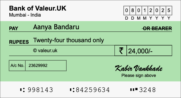 How to write a cheque for 24,000 rupees How to write a cheque for 24,000 rupees