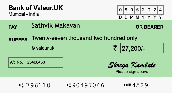 How to write a cheque for 27,200 rupees How to write a cheque for 27,200 rupees
