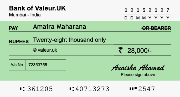 How to write a cheque for 28,000 rupees How to write a cheque for 28,000 rupees
