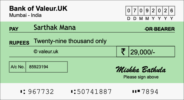 How to write a cheque for 29,000 rupees How to write a cheque for 29,000 rupees