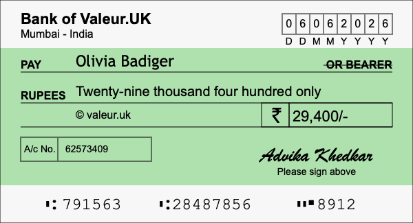 How to write a cheque for 29,400 rupees How to write a cheque for 29,400 rupees