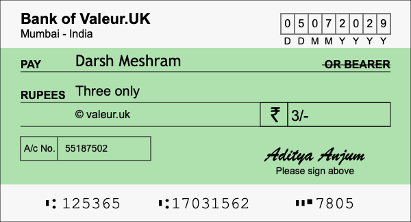 How to write a cheque for 3 rupees How to write a cheque for 3 rupees