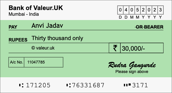 How to write a cheque for 30,000 rupees How to write a cheque for 30,000 rupees