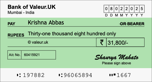 How to write a cheque for 31,800 rupees How to write a cheque for 31,800 rupees