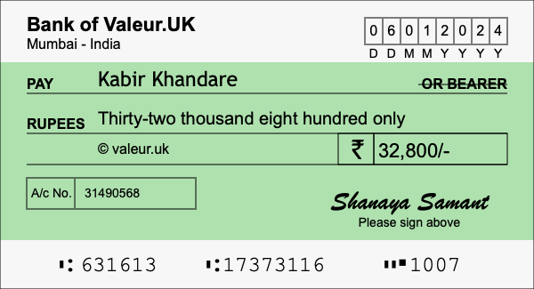 How to write a cheque for 32,800 rupees How to write a cheque for 32,800 rupees