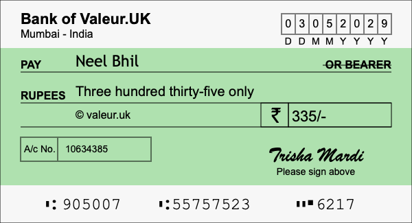 How to write a cheque for 335 rupees How to write a cheque for 335 rupees
