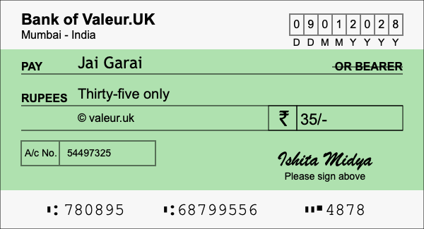 How to write a cheque for 35 rupees How to write a cheque for 35 rupees