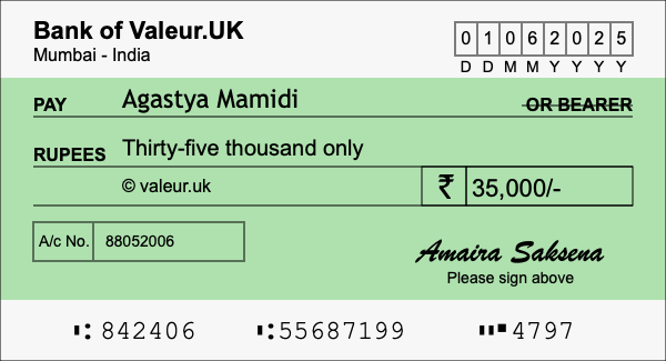 How to write a cheque for 35,000 rupees How to write a cheque for 35,000 rupees