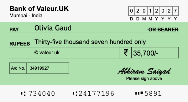How to write a cheque for 35,700 rupees How to write a cheque for 35,700 rupees