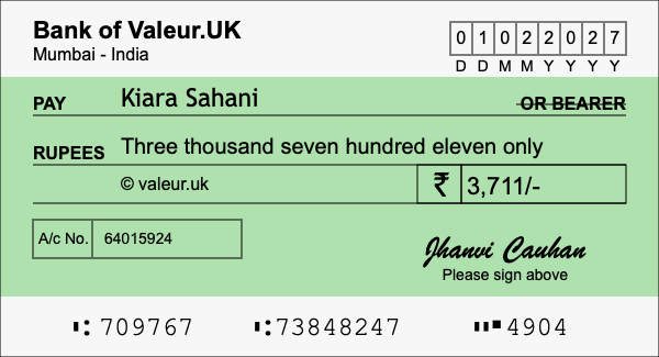 How to write a cheque for 3,711 rupees How to write a cheque for 3,711 rupees
