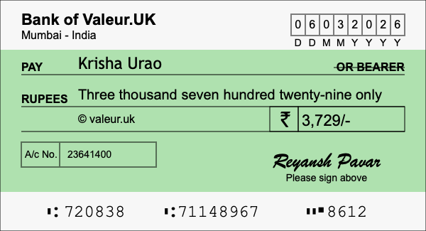 How to write a cheque for 3,729 rupees How to write a cheque for 3,729 rupees