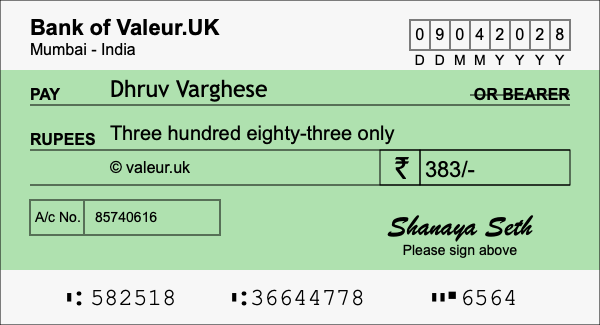 How to write a cheque for 383 rupees How to write a cheque for 383 rupees