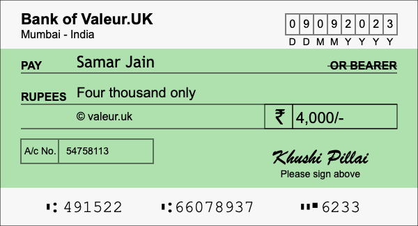 How to write a cheque for 4,000 rupees How to write a cheque for 4,000 rupees
