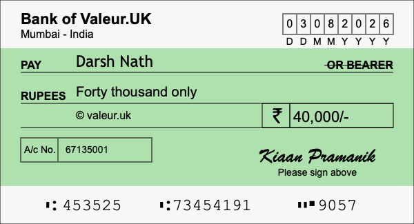 How to write a cheque for 40,000 rupees How to write a cheque for 40,000 rupees