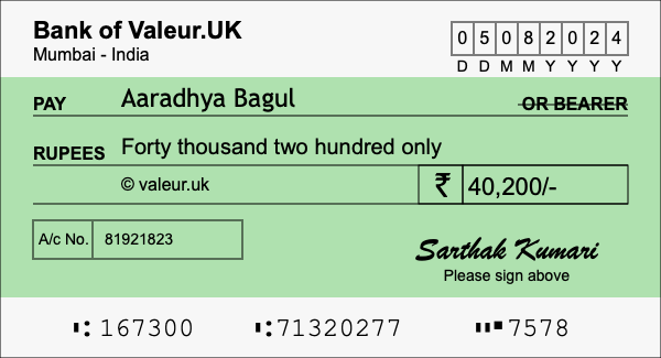 How to write a cheque for 40,200 rupees How to write a cheque for 40,200 rupees