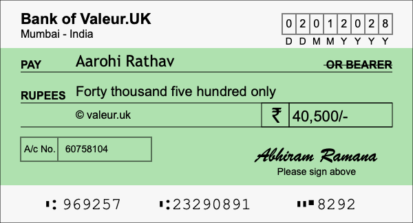 How to write a cheque for 40,500 rupees How to write a cheque for 40,500 rupees