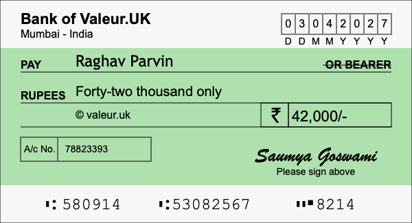 How to write a cheque for 42,000 rupees How to write a cheque for 42,000 rupees