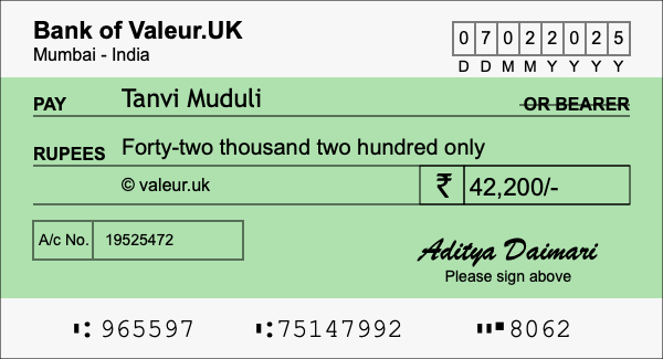 How to write a cheque for 42,200 rupees How to write a cheque for 42,200 rupees