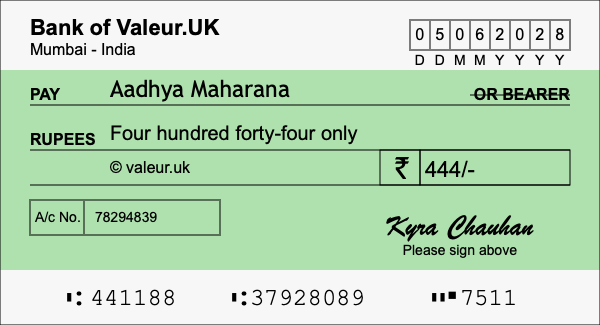 How to write a cheque for 444 rupees How to write a cheque for 444 rupees