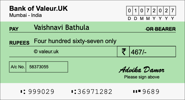 How to write a cheque for 467 rupees How to write a cheque for 467 rupees