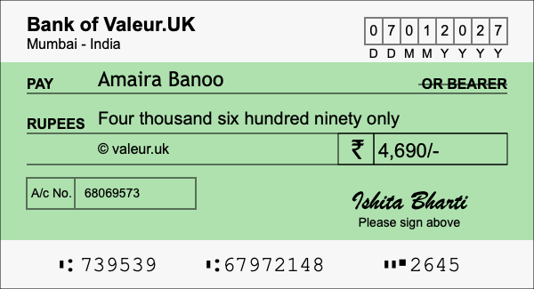 How to write a cheque for 4,690 rupees How to write a cheque for 4,690 rupees