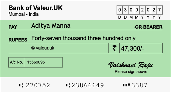 How to write a cheque for 47,300 rupees How to write a cheque for 47,300 rupees
