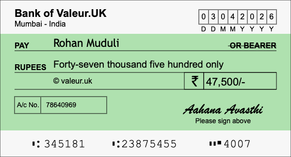 How to write a cheque for 47,500 rupees How to write a cheque for 47,500 rupees
