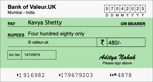 How to write a cheque for 480 rupees How to write a cheque for 480 rupees