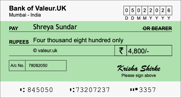 How to write a cheque for 4,800 rupees How to write a cheque for 4,800 rupees