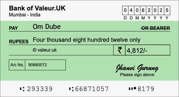 How to write a cheque for 4,812 rupees How to write a cheque for 4,812 rupees