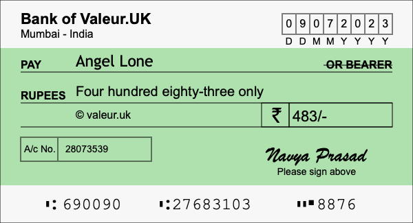 How to write a cheque for 483 rupees How to write a cheque for 483 rupees