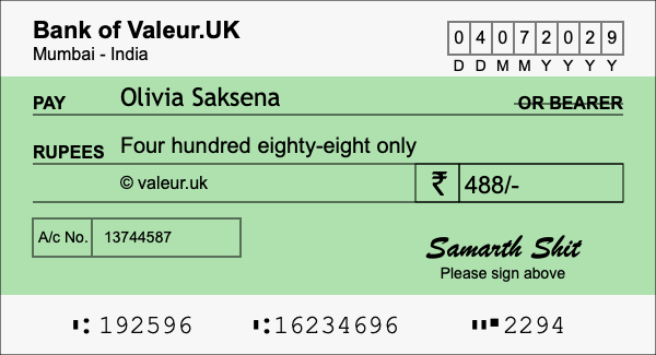 How to write a cheque for 488 rupees How to write a cheque for 488 rupees